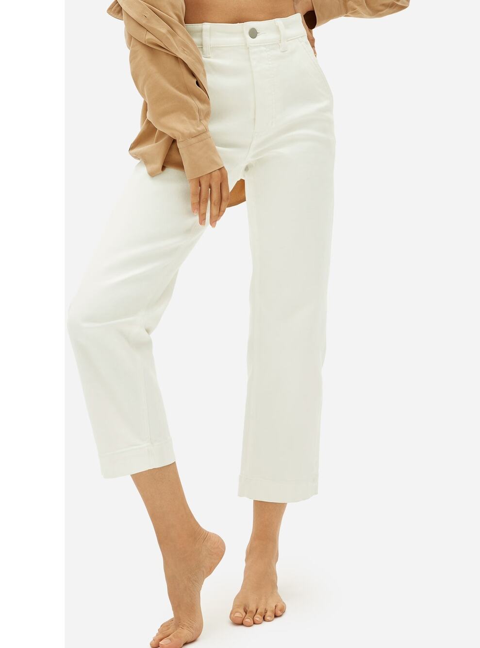 Everlane Straight-Leg Crop Denim Jean, Bone White, Size 00